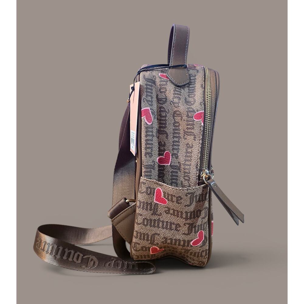 Juicy Couture Brown Gothic Monogram Mini Backpack Pink Hearts Y2K image 3